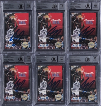 1992-93 SkyBox #382 Shaquille ONeal Signed Rookie Card Collection (6) - All BGS 10 Autos
